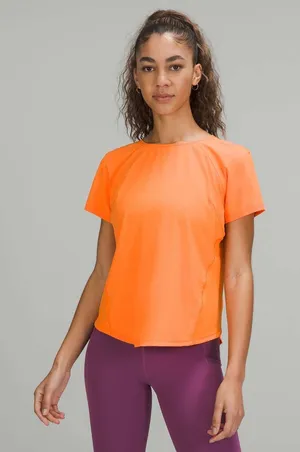 Lululemon Women’s Lightweight Stretch Run Short Sleeve Shirt Orange Soda Size 10 thumbnail 1