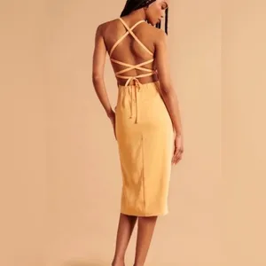 Abercrombie light orange strappy midi dress thumbnail 3