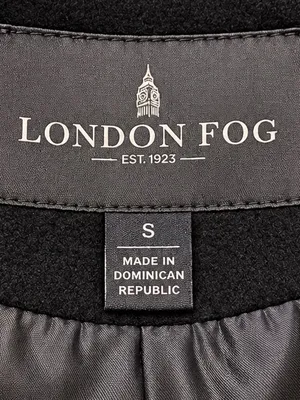 London Fog Black Double Breasted Wool Blend Longline Minimalist Pea Coat Small thumbnail 6