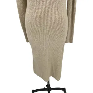 Aritzia‎ Wilfred Camel Tan V-Neck Long Sleeve Sweater Midi Dress Size Small thumbnail 3