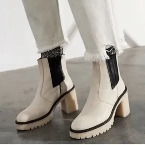 Free people Cream Ankle Chunky Heel Boots(Size 38.5/8.5) thumbnail 6