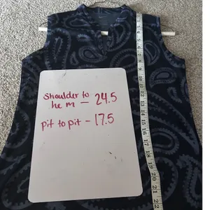 Nike Dri-FIT Women Sleeveless Paisley Polo Shirt Navy Blue Grey Small Split Neck thumbnail 5