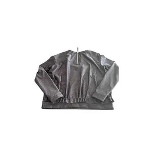 Lululemon Black Embossed Petal Camo Back-Zip Ruffle Pullover Sweatshirt size 8 thumbnail 6