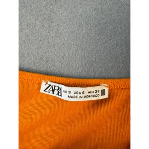 Zara Womens Orange One Shoulder Ruched Long Sleeve Bodysuit Small Asymmetrical thumbnail 5