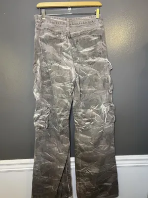 Forever 21 Custom Bleach Dye Womens Medium Gray Cargo Wide Leg Denim Streetwear thumbnail 7