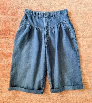 Vintage Tiger High Rise Denim Bermuda Shorts Blue Made in USA Women’s S thumbnail 1