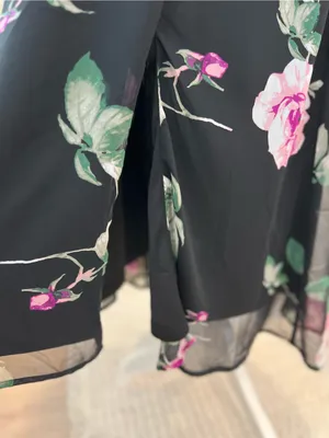 Lulus Once And Flor All Black Floral Print Long Sleeve Woman’s Midi Dress size L thumbnail 8