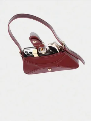 SHEIN Burgundy Mini Shoulder Bag with Buckle Strap thumbnail 4