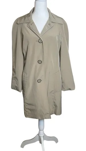 London Fog Women’s Trench Coat Tan Medium 3 Button Spring Rain Casual‎ Neutral thumbnail 1
