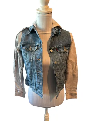 Levi's Denim Jacket XS Pink Heathered Hoodie & Sleeves thumbnail 1