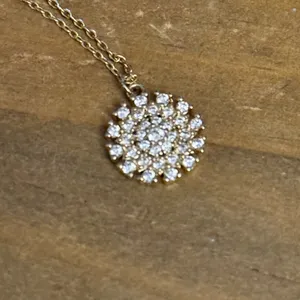 Dainty gold tone pave snowflake pendant necklace thumbnail 3