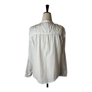 Anthropologie Pilcro‎ Henley Popover Shirt Women XS White Long Sleeve Preppy thumbnail 4