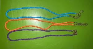 Colorful Beaded Necklace Set - Blue, Orange, Purple thumbnail 1