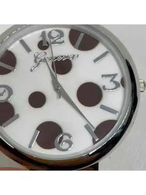 Geneva silver brown tone watch 42mm m quartz analog cuff size 6” running thumbnail 3