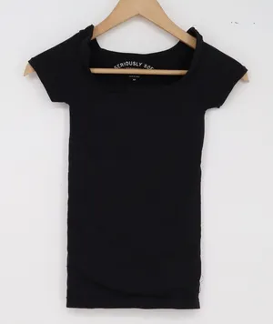 Aeropostale Top Womens XS Seriously Soft Sculpt Black Square Neck Slim Excellent thumbnail 1