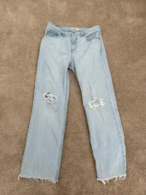 Levi’s Low Pro Straight Light Wash Ripped Jeans thumbnail 1
