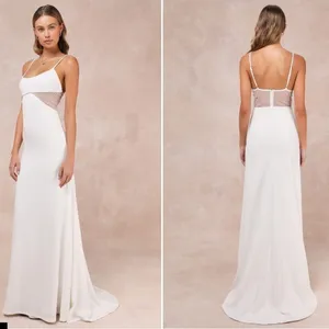 LULU's Wedding Bridal Elegant Sexy Pearl Accent Chic Gown with Train NWOT thumbnail 2