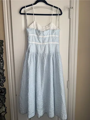 FOR LOVE and LEMONS georgia midi dress in blue gingham thumbnail 6