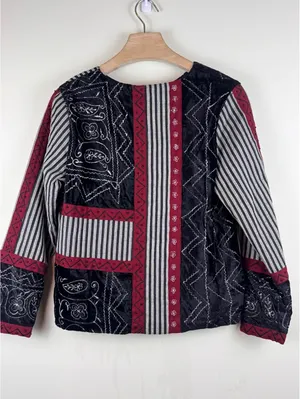 Brownstone Studio Vintage Patchwork Embroidered Velvet Jacket Size S Boho Black thumbnail 8
