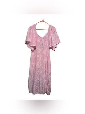 Womens Crepe Flutter Short Sleeve Midi Dress - A New Day - Pink Floral- Large thumbnail 3