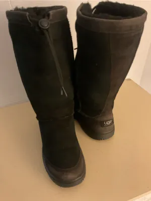 UGG women black suede Ul Tall Black Suede & Leather knee high Boots US 7 thumbnail 2
