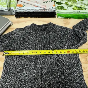 Theory Women's Cotton Wool Blend Cable‎ Knit Crewneck Chunky Sweater Charcoal Sm thumbnail 10