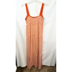 Old Navy Large Maxi Dress Orange White Striped Tiered‎ Sleeveless TN Vols 1595 thumbnail 2