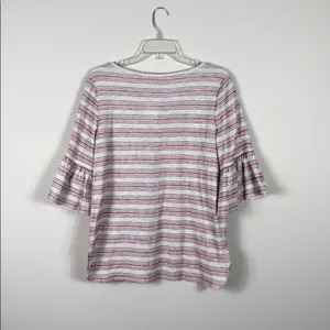 Max Studio Striped Bell Sleeve Top Cream Red Black Textured Size Medium NWT thumbnail 8