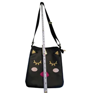 Betsey Johnson Womens Black Kitten Face Shoulder Bag 9.5"x8.5" SKU 6935 thumbnail 4
