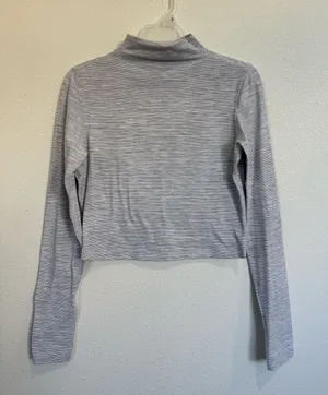 Lululemon All Aligned Mock Neck Long Sleeve Size 6 Nulu Cropped Gray Stripe thumbnail 1