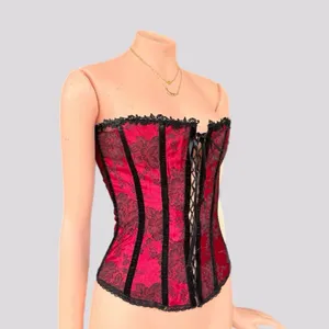 Y2K Red Black American Vintage Floral Corset thumbnail 2