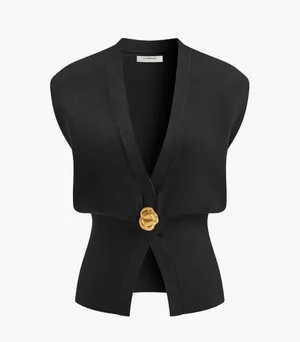 Commence V-neck buttoned detail sweater vest thumbnail 3