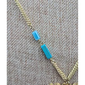Gold Tone Multi Chain Long Pendant Necklace Tassel Accent Rhinestones 32" thumbnail 9