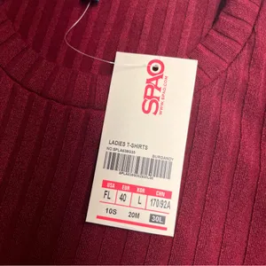 NWT Spao top Korean brand women’s ribbed shirt medium burgundy‎ top stretch thumbnail 8
