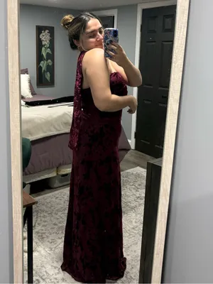 Strapless Velvet Floral Maxi Dress thumbnail 2