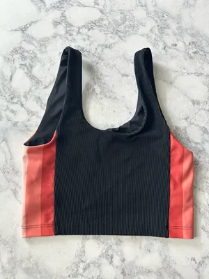 Beach Riot Tessa Top In Coral Stripe In Black thumbnail 4