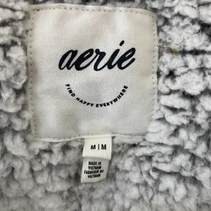 Aerie Gray Sherpa Hooded Belted Robe Cozy Fleece Spa Lounge Warm Pockets Bath M thumbnail 6