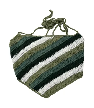 Edikted - Striped Crochet Halter Crop Top in Green & White thumbnail 1