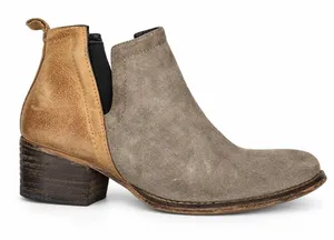 Anthro Diba True Sz 6.5 Stop By Bootie Beige Brown Suede Leather Colorblock Boot thumbnail 1