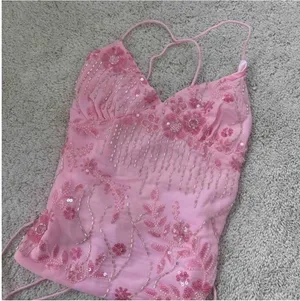 SheIn Beaded embroidered baby pink open back top thumbnail 2