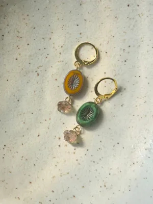 Handmade retro vintage cute whimsical style quality Czech glass beads unique dangle earrings❤️ thumbnail 5