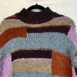 NWT a.n.a. Women’s Patchwork Sweater Large Colorblock Long Sleeve Boho Brown NEW thumbnail 5