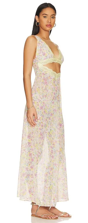 Beach Riot Kimi Cut-Out Slit V-Neck Dress in Forget Me Not Floral Lace Trim Smal thumbnail 1