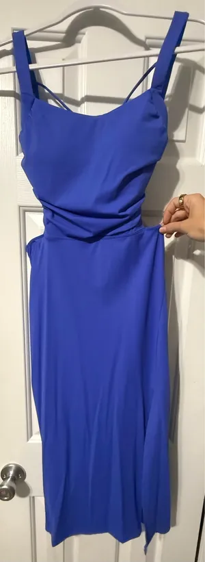 Halara Ruched Lace Up Bodycon Midi Casual Dress thumbnail 6
