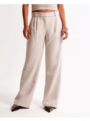 Abercrombie Curve Love Sloane low Rise Tailored Wide Leg Pant Black Size 35L thumbnail 2