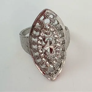 Vintage Art Deco Silver Tone Ring Size 7.5 thumbnail 2