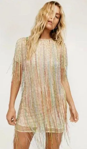 Nasty Gal Tassel Beaded Mini Dress thumbnail 1
