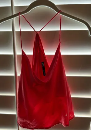 Pink satin  top thumbnail 1