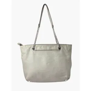 Michael Kors Double Strap‎ Jet Set Shoulder Chain Tote Handbag Gray Leather thumbnail 2
