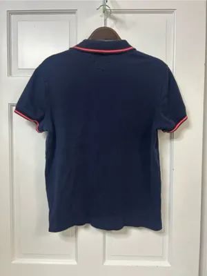 Tommy Hilfiger Navy Polo Top with Red & White Trim thumbnail 4